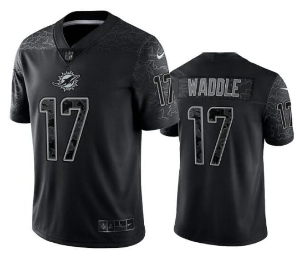 Men's Miami Dolphins Customized Black Reflective Limited Stitched Jersey  - Custom Name