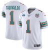 Men's Miami Dolphins V1 Tua Tagovailoa 2022 Aqua With 50th Perfect Season Patch Limited Stitched Jersey1  - Custom Name