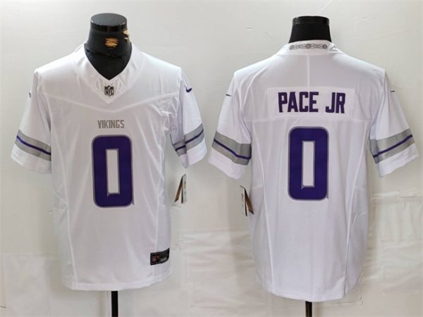 Men's Minnesota Vikings #0 Ivan Pace Jr. White 2024 F.U.S.E. Winter Warrior Limited Stitched Football Jersey  - Custom Name
