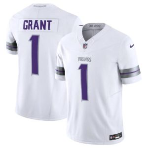 Men's Minnesota Vikings #1 Bud Grant White F.U.S.E. Winter Warrior Limited Stitched Jersey  - Custom Name