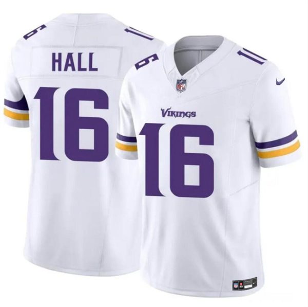 Men's Minnesota Vikings #16 Jaren Hall White 2023 F.U.S.E. Vapor Untouchable Limited Stitched Jersey  - Custom Name