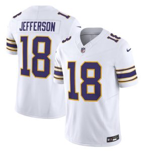 Men's Minnesota Vikings #18 Justin Jefferson White 2023 F.U.S.E. Vapor Untouchable Limited Stitched Jersey  - Custom Name