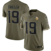 Men's Minnesota Vikings #19 Adam Thielen Olive 2022 Salute To Service Limited Stitched Jersey - Custom Name