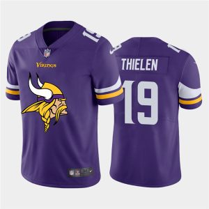 Men's Minnesota Vikings #19 Adam Thielen Purple 2020 Team Big Logo Limited Stitched Jersey  - Custom Name