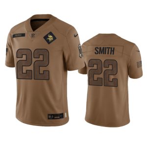 Men's Minnesota Vikings #22 Harrison Smith 2023 Brown Salute To Service Limited Stitched Jersey - Custom Name