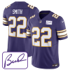 Men's Minnesota Vikings #22 Harrison Smith Purple 2023 F.U.S.E. Bud Grant patch Limited Stitched Jersey  - Custom Name