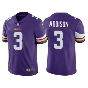 Men's Minnesota Vikings #3 Jordan Addison Purple 2023 Draft Vapor Untouchable Limited Stitched Jersey  - Custom Name