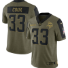 Men's Minnesota Vikings #33 Dalvin Cook 2021 Olive Salute To Service Limited Stitched Jersey  - Custom Name