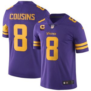 Men's Minnesota Vikings #8 Kirk Cousins 2022 Purple With 4-Star C Patch Color Rush Limited Stitched Jersey- Custom Name