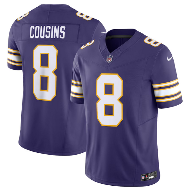 Men's Minnesota Vikings #8 Kirk Cousins Purple 2023 F.U.S.E. Vapor Untouchable Limited Stitched Jersey  - Custom Name