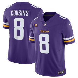 Men's Minnesota Vikings #8 Kirk Cousins Purple 2023 F.U.S.E. With 4-Star C Patch Vapor Untouchable Limited Stitched Jersey  - Custom Name