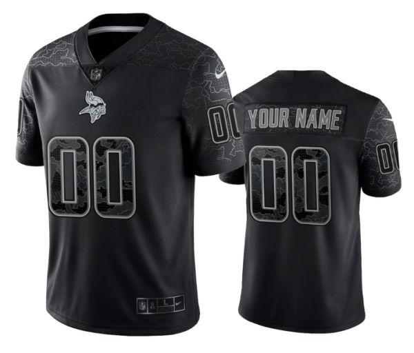 Men's Minnesota Vikings ACTIVE PLAYER Custom Black Reflective Limited Stitched Football Jersey  - Custom Name