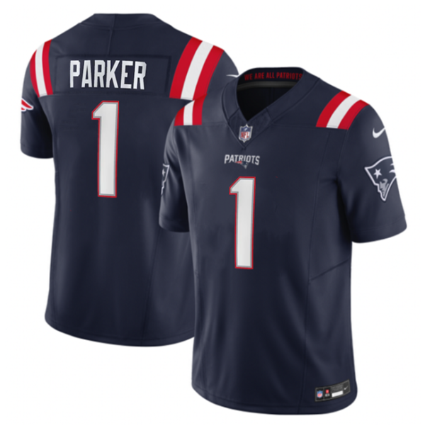new-england-patriots-jerseys Men's New England Patriots #1 DeVante Parker Navy 2023 F.U.S.E. Vapor Limited Stitched Football Jersey - Custom Name