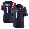 Men's New England Patriots #1 DeVante Parker Navy 2023 F.U.S.E. With John Madden Patch Vapor Limited Stitched Football Jersey - Custom Name