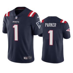 Men's New England Patriots #1 DeVante Parker Navy Vapor Untouchable Limited Stitched Jersey - Custom Name