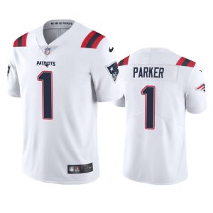 Men's New England Patriots #1 DeVante Parker White Vapor Untouchable Limited Stitched Jersey - Custom Name