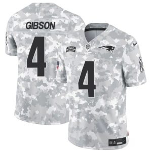 Men's New England Patriots #4 Antonio Gibson 2024 F.U.S.E Arctic Camo Salute to Service Limited Stitched Jersey - Custom Name