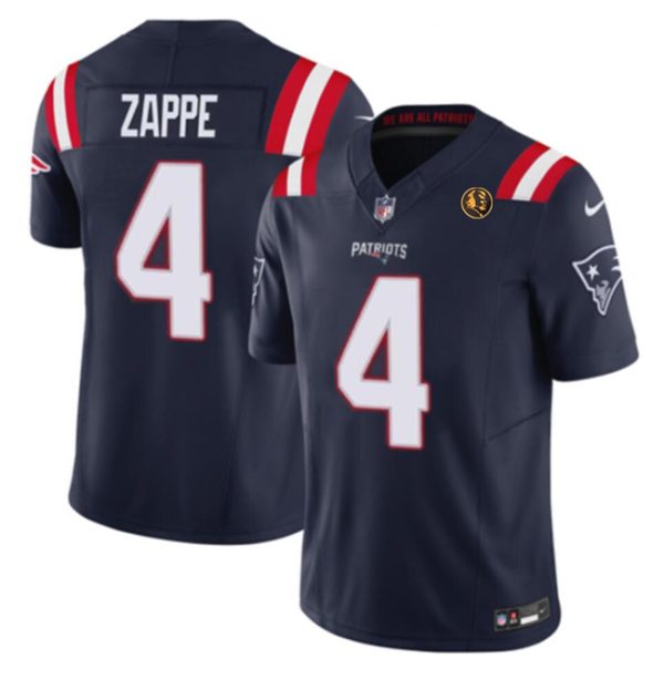 Men's New England Patriots #4 Bailey Zappe Navy 2023 F.U.S.E. With John Madden Patch Vapor Limited Stitched Football Jersey - Custom Name