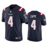 Men's New England Patriots #4 Bailey Zappe Navy Vapor Untouchable Limited Stitched Jersey - Custom Name