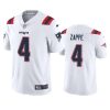 Men's New England Patriots #4 Bailey Zappe White Vapor Untouchable Limited Stitched Jersey - Custom Name