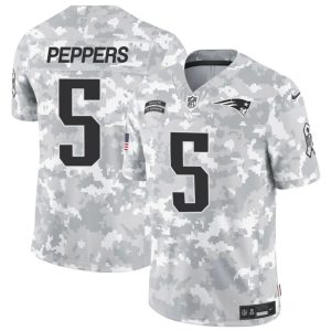 Men's New England Patriots #5 Jabrill Peppers 2024 F.U.S.E Arctic Camo Salute to Service Limited Stitched Jersey - Custom Name