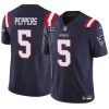 Men's New England Patriots #5 Jabrill Peppers Navy F.U.S.E. With 3-Star C Patch Vapor Limited Stitched Football Jersey - Custom Name