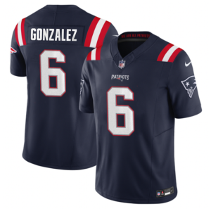 Men's New England Patriots #6 Christian Gonzalez Navy 2023 F.U.S.E. Vapor Limited Stitched Football Jersey - Custom Name