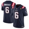 Men's New England Patriots #6 Christian Gonzalez Navy 2023 F.U.S.E. With John Madden Patch Vapor Limited Stitched Football Jersey - Custom Name
