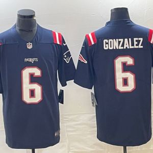 Men's New England Patriots #6 Christian Gonzalez Navy Vapor Untouchable Limited Stitched Football Jersey - Custom Name