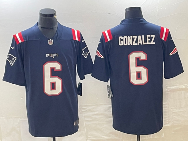 Men's New England Patriots #6 Christian Gonzalez Navy Vapor Untouchable Limited Stitched Football Jersey - Custom Name