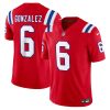 Men's New England Patriots #6 Christian Gonzalez Red 2023 F.U.S.E. Vapor Limited Stitched Football Jersey - Custom Name