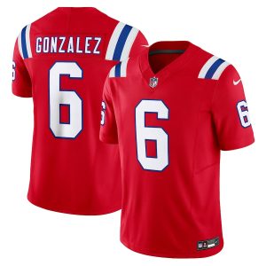 Men's New England Patriots #6 Christian Gonzalez Red 2023 F.U.S.E. Vapor Limited Stitched Football Jersey - Custom Name