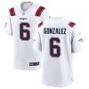 Men's New England Patriots #6 Christian Gonzalez White Stitched Game Jersey - Custom Name