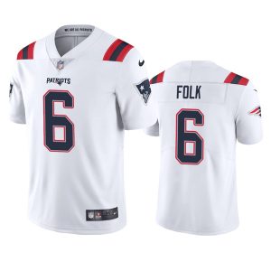 Men's New England Patriots #6 Nick Folk White Vapor Untouchable Limited Stitched Jersey - Custom Name