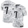 Men's New England Patriots #7 Jacoby Brissett 2024 F.U.S.E Arctic Camo Salute to Service Limited Stitched Jersey - Custom Name