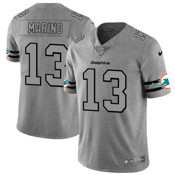 Miami Dolphins #13 Dan Marino Men's Nike Gray Gridiron II Vapor Untouchable Limited NFL Jersey  - Custom Name