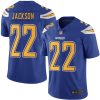 Nike Chargers #22 Justin Jackson Electric Blue Men's Stitched NFL Limited Rush Jersey - Custom Name