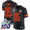 Nike Chiefs #95 Chris Jones Black Super Bowl LIV 2020 Men's Stitched NFL Limited Rush 100th Season Jersey  - Custom Name