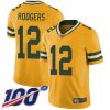 Nike Packers #12 Aaron Rodgers Yellow Men's Stitched NFL Limited Rush 100th Season Jersey - Custom Name