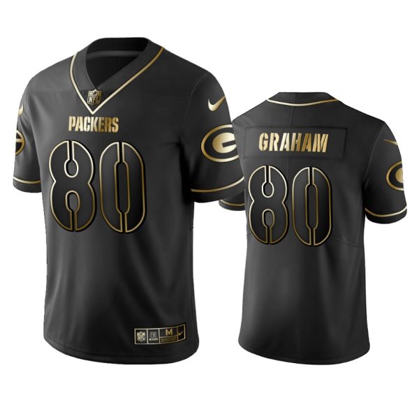 Packers #80 Jimmy Graham Men's Stitched NFL Vapor Untouchable Limited Black Golden Jersey - Custom Name