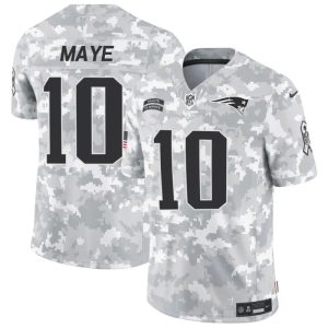 Men's New England Patriots #10 Drake Maye 2024 F.U.S.E Arctic Camo Salute to Service Limited Stitched Jersey - Custom Name