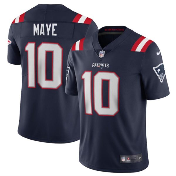 Men's New England Patriots #10 Drake Maye Navy 2024 Draft Vapor Limited Stitched Football Jersey - Custom Name