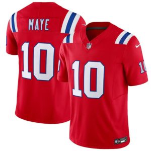 Men's New England Patriots #10 Drake Maye Red 2024 Draft F.U.S.E. Vapor Limited Stitched Football Jersey - Custom Name