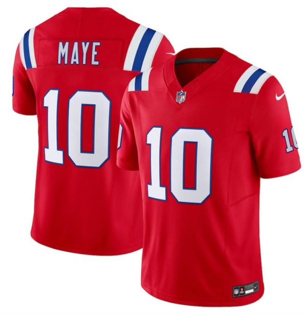 Men's New England Patriots #10 Drake Maye Red 2024 Draft F.U.S.E. Vapor Limited Stitched Football Jersey - Custom Name