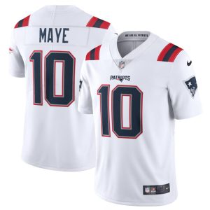 Men's New England Patriots #10 Drake Maye White 2024 Draft Vapor Limited Stitched Football Jersey - Custom Name