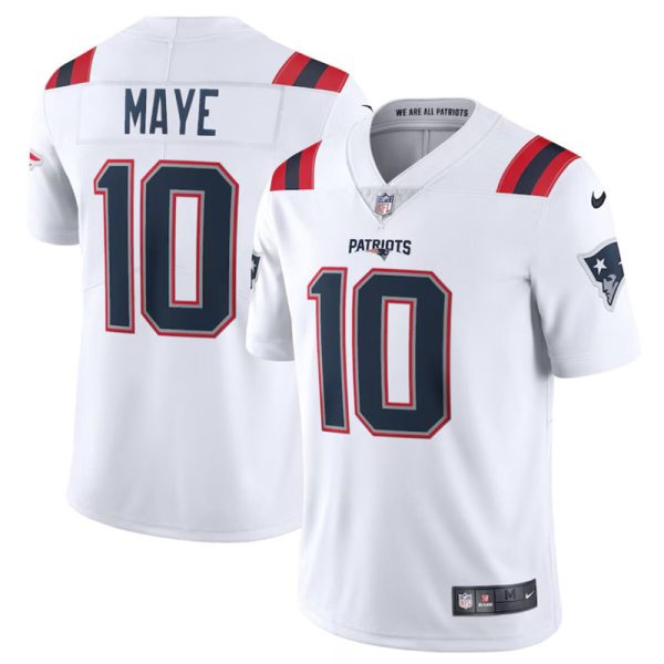 Men's New England Patriots #10 Drake Maye White 2024 Draft Vapor Limited Stitched Football Jersey - Custom Name