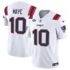Men's New England Patriots #10 Drake Maye White 2024 With Draft Patch F.U.S.E Vapor Limited Stitched Football Jersey - Custom Name