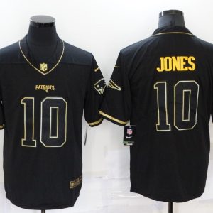 Men's New England Patriots #10 Mac Jones 2021 Black Gold Stitched Jersey - Custom Name