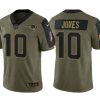 Men's New England Patriots #10 Mac Jones 2021 Olive Salute To Service Limited Stitched - Custom Name