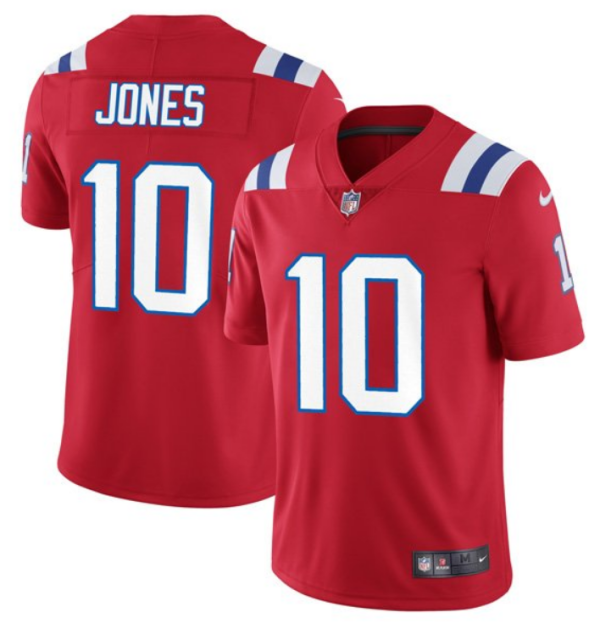 Men's New England Patriots #10 Mac Jones 2021 Red Vapor Untouchable Limited Stitched NFL Jersey - Custom Name